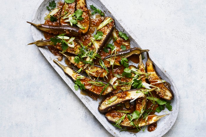 Aubergines with Peanut Dressing Recipe Aubergines with Peanut Dressing Recipe