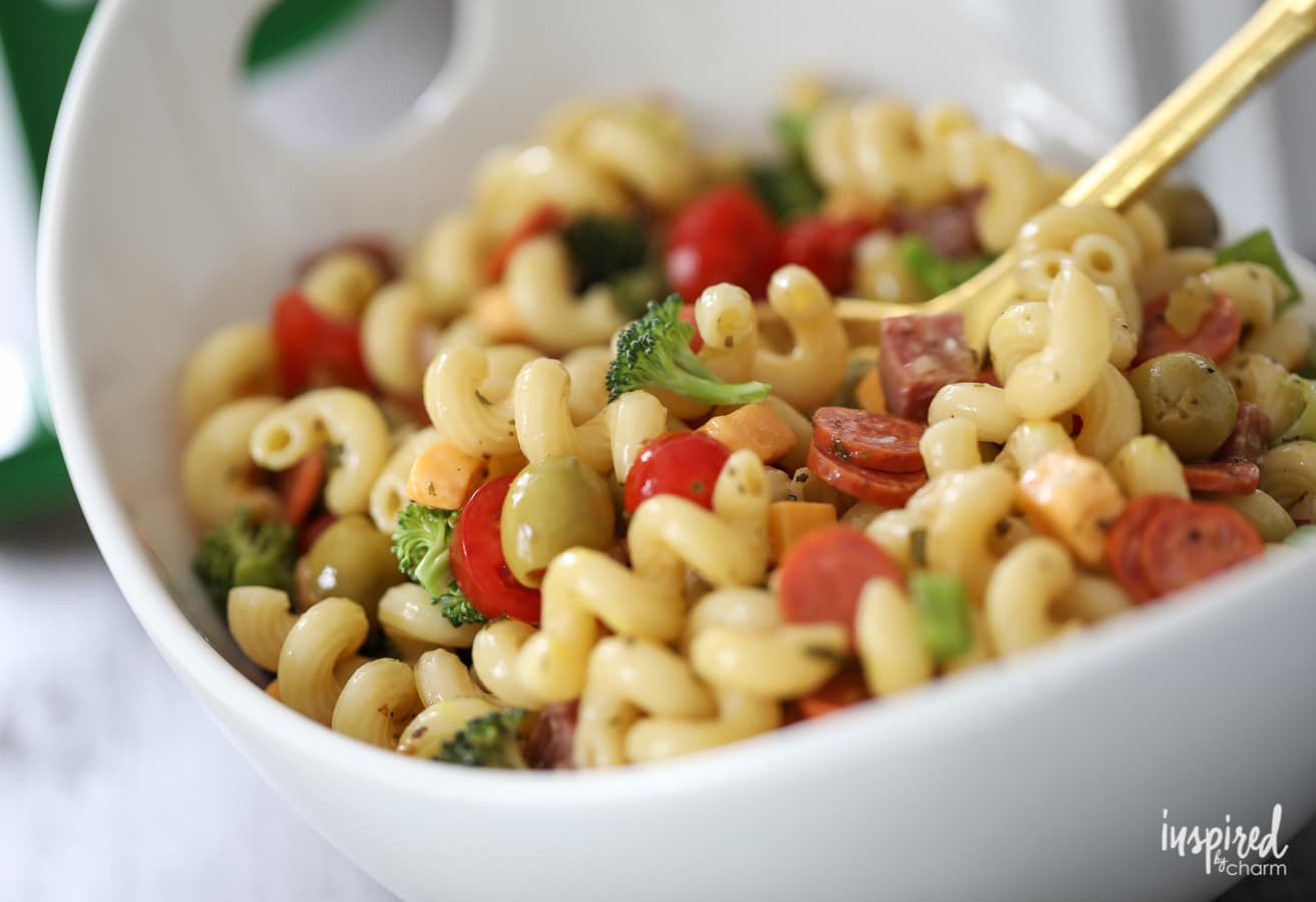 Really Good Pasta Salad recipe packed with flavor and perfect for summer entertaining | Inspired by Charm