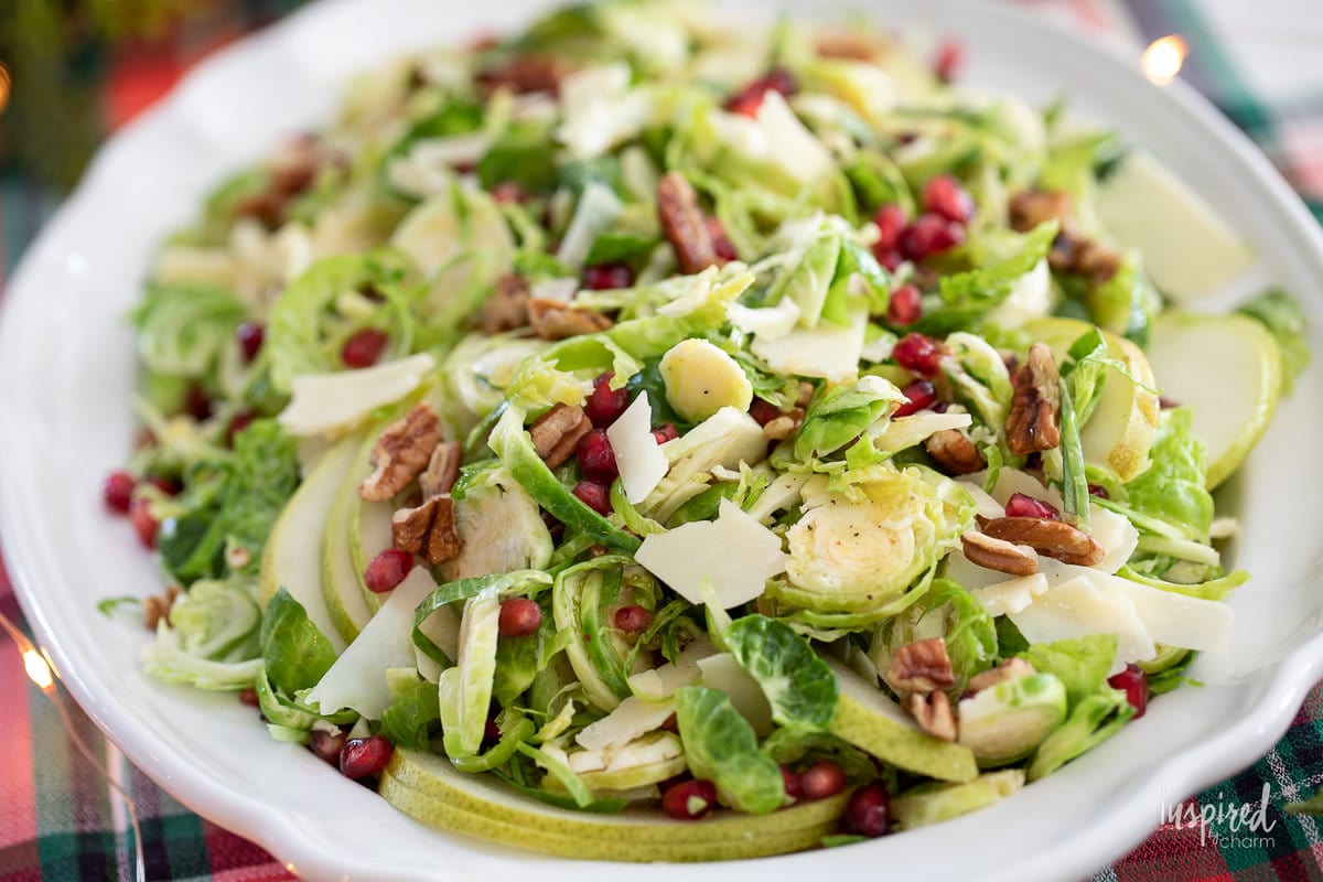 Winter Brussels Sprouts Salad on a platter.